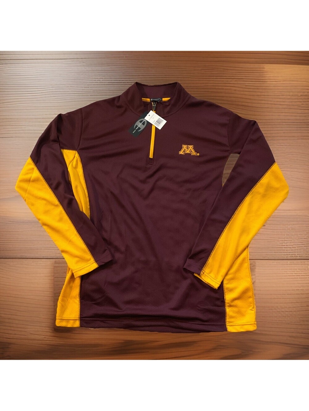 University of Minnesota Quarter Zip MEN'S L CHAMPION Quick Dry Breathable NEW